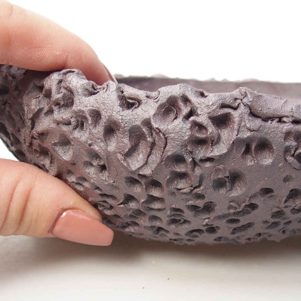 Keramická bonsajová miska 17 x 17 x 7 cm, farba kovu