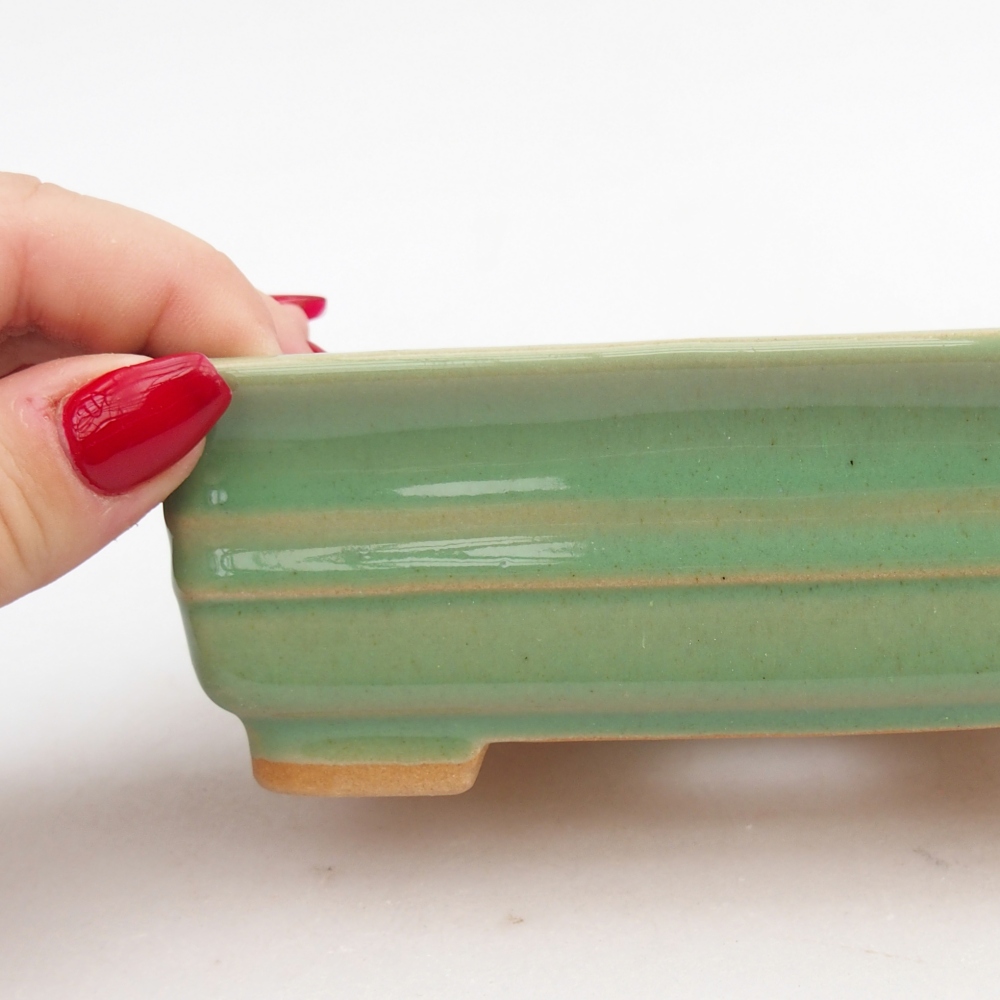 Keramická miska na bonsaje 13,5 x 10 x 4,5 cm, zelená