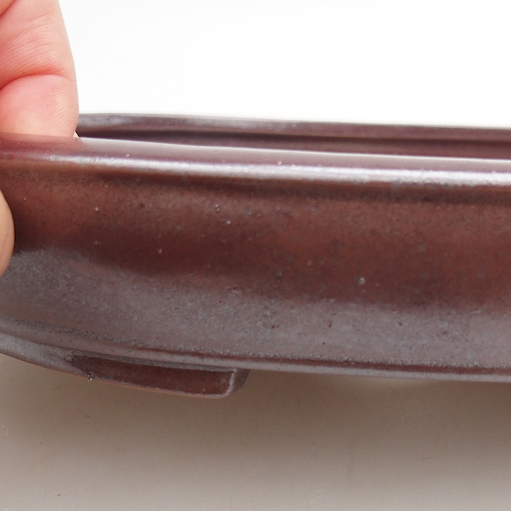 Keramická miska na bonsaje 24 x 19,5 x 4 cm, bordová