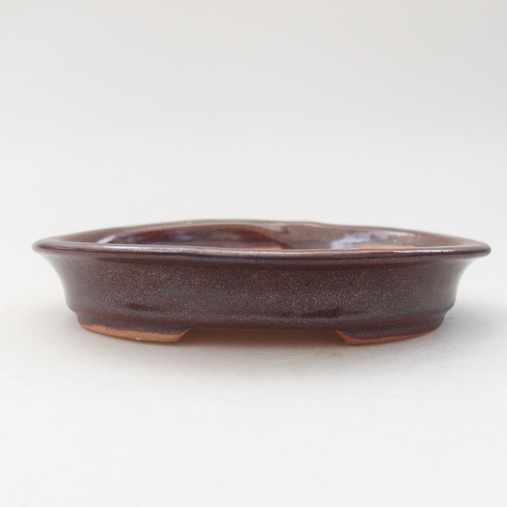 Keramická bonsai miska 12,5 x 10,5 x 2 cm, farba hnědá