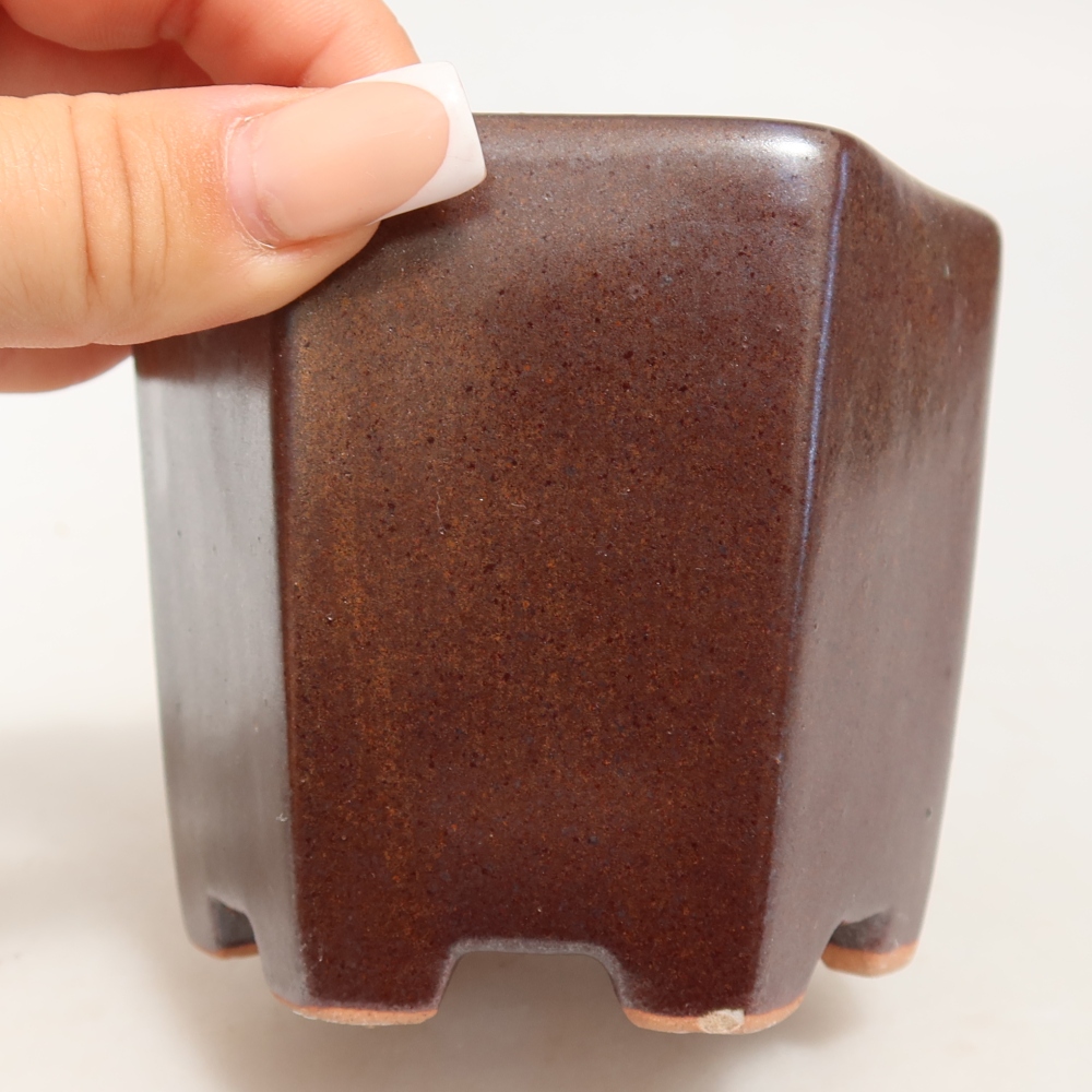Keramická miska na bonsaje 9 x 8,5 x 8 cm, farba hnedá
