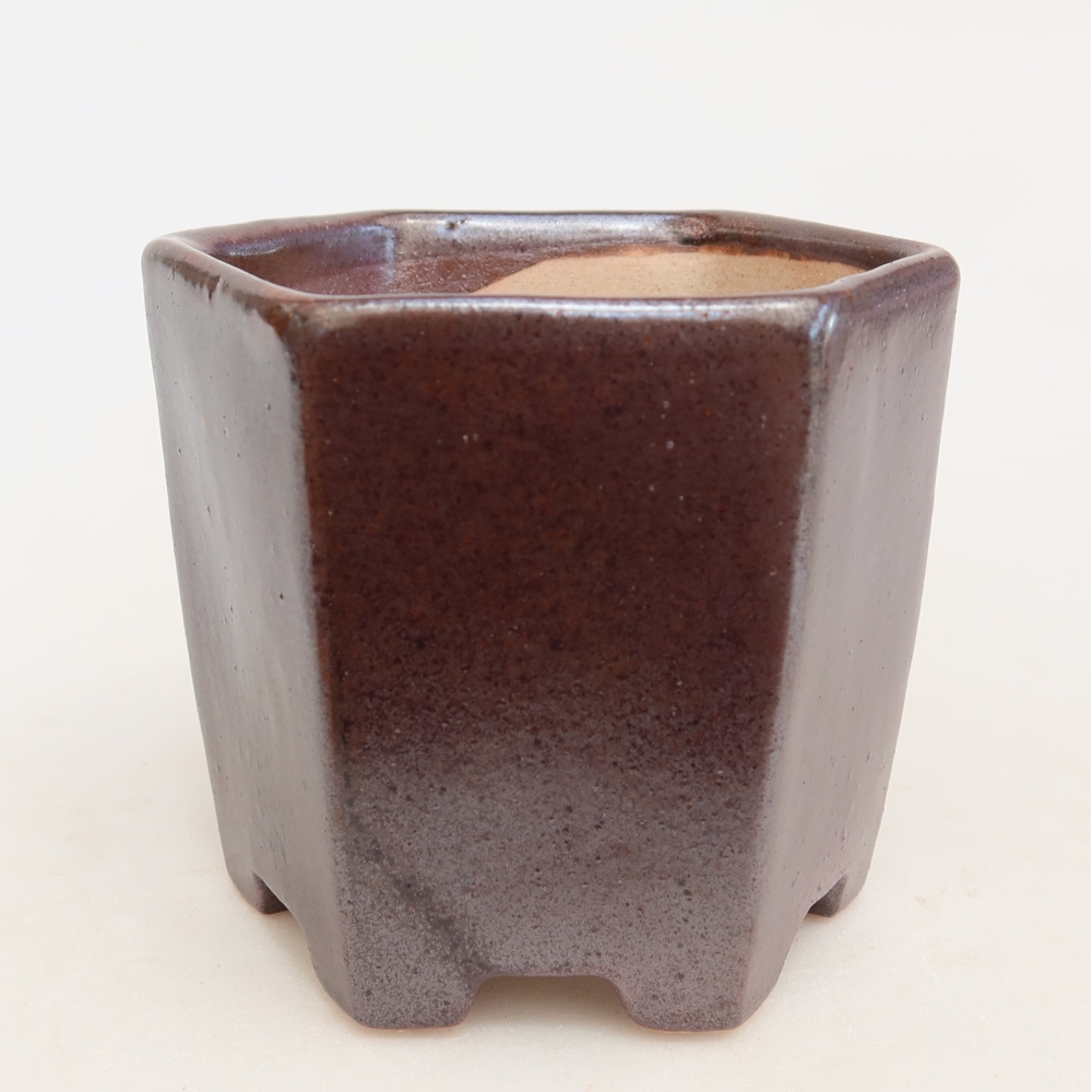 Keramická miska na bonsaje 9 x 8 x 8 cm, farba hnedá
