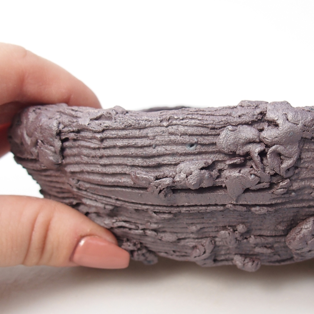 Keramická bonsajová miska 16,5 x 16 x 5,5 cm, farba kovu