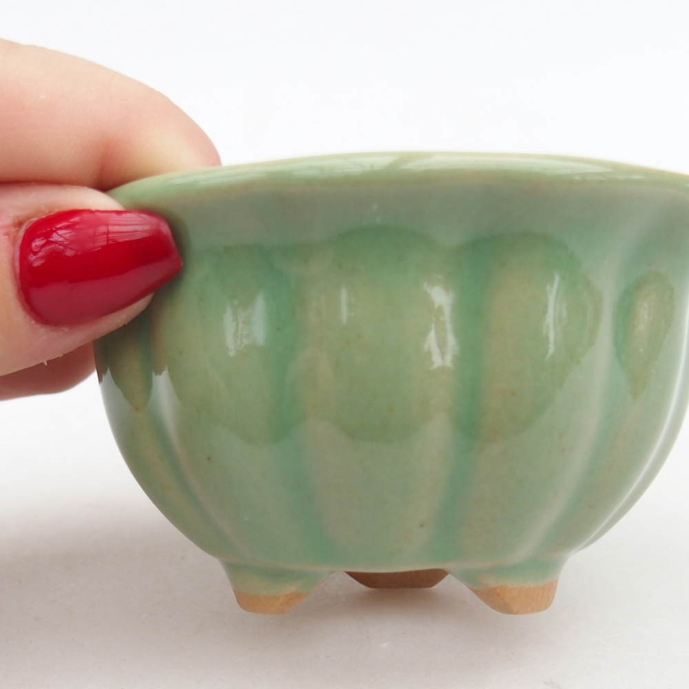 Keramická miska na bonsaje 8,5 x 8,5 x 4,5 cm, zelená