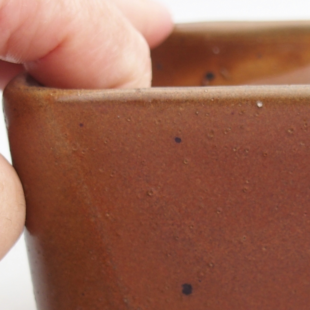 Keramická miska na bonsaje 10 x 10 x 8 cm, hnedá