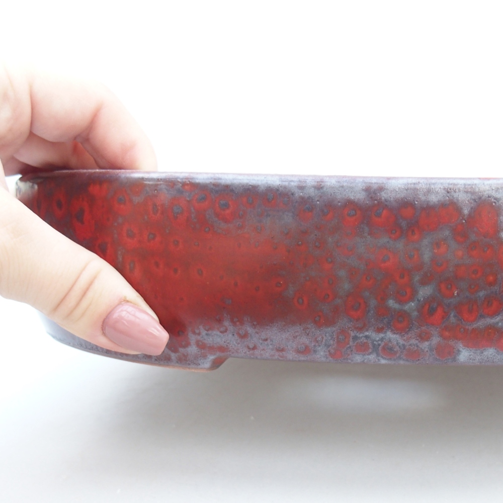 Keramická bonsajová miska 26,5 x 21 x 5 cm, farba červená