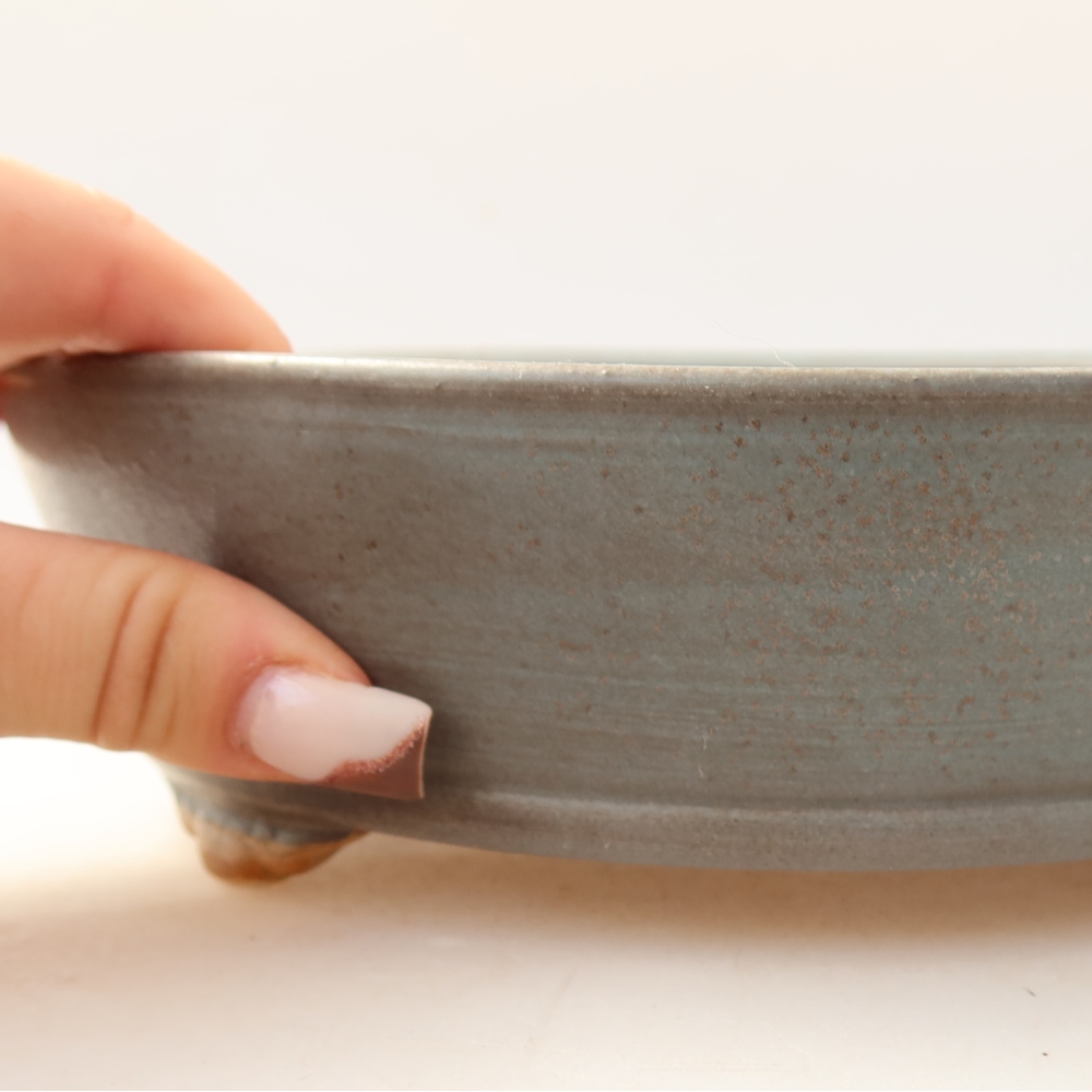 Keramická miska na bonsai 21,5 x 21,5 x 6 cm, farba modrá