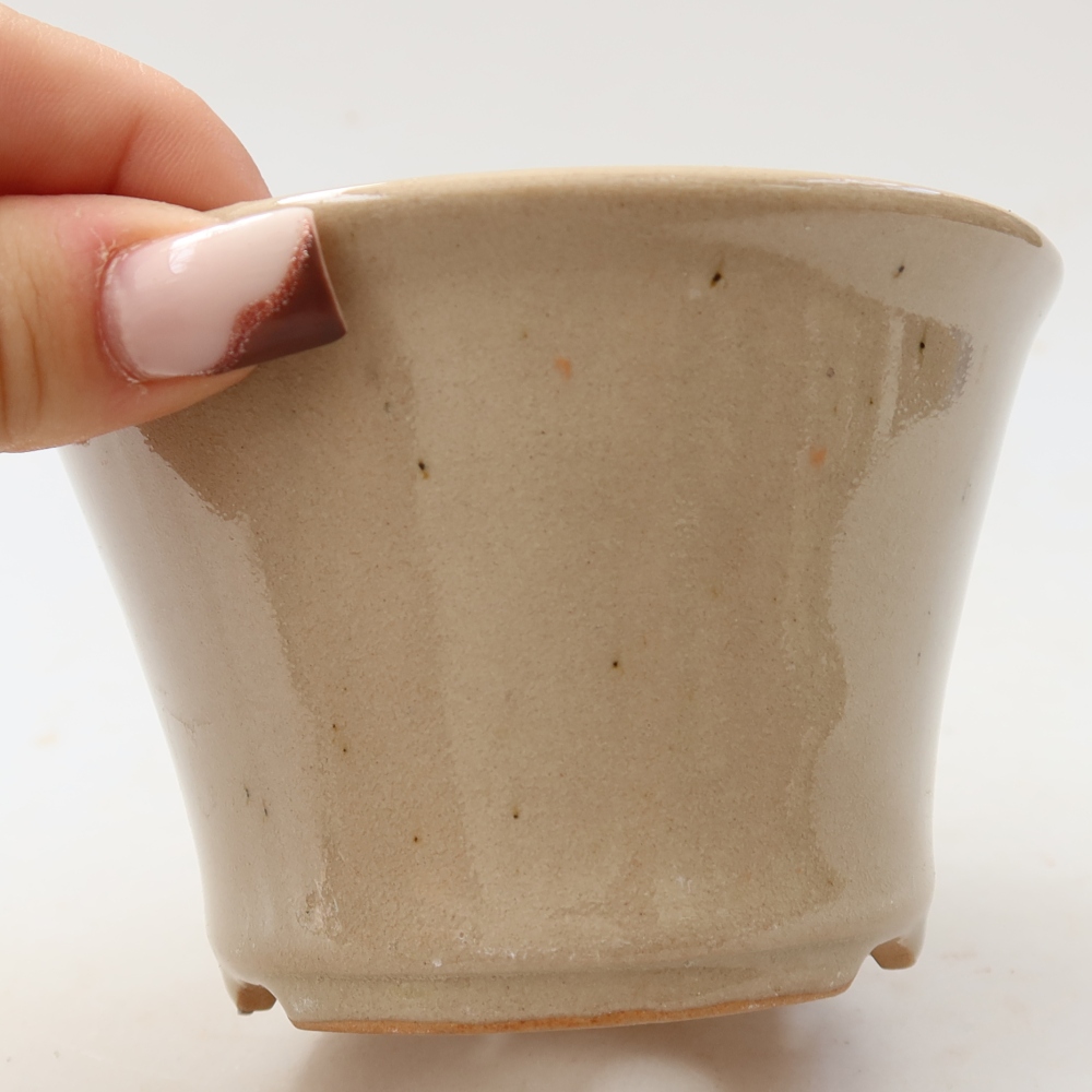 Keramická miska na bonsaje 11 x 11 x 7 cm, farba béžová