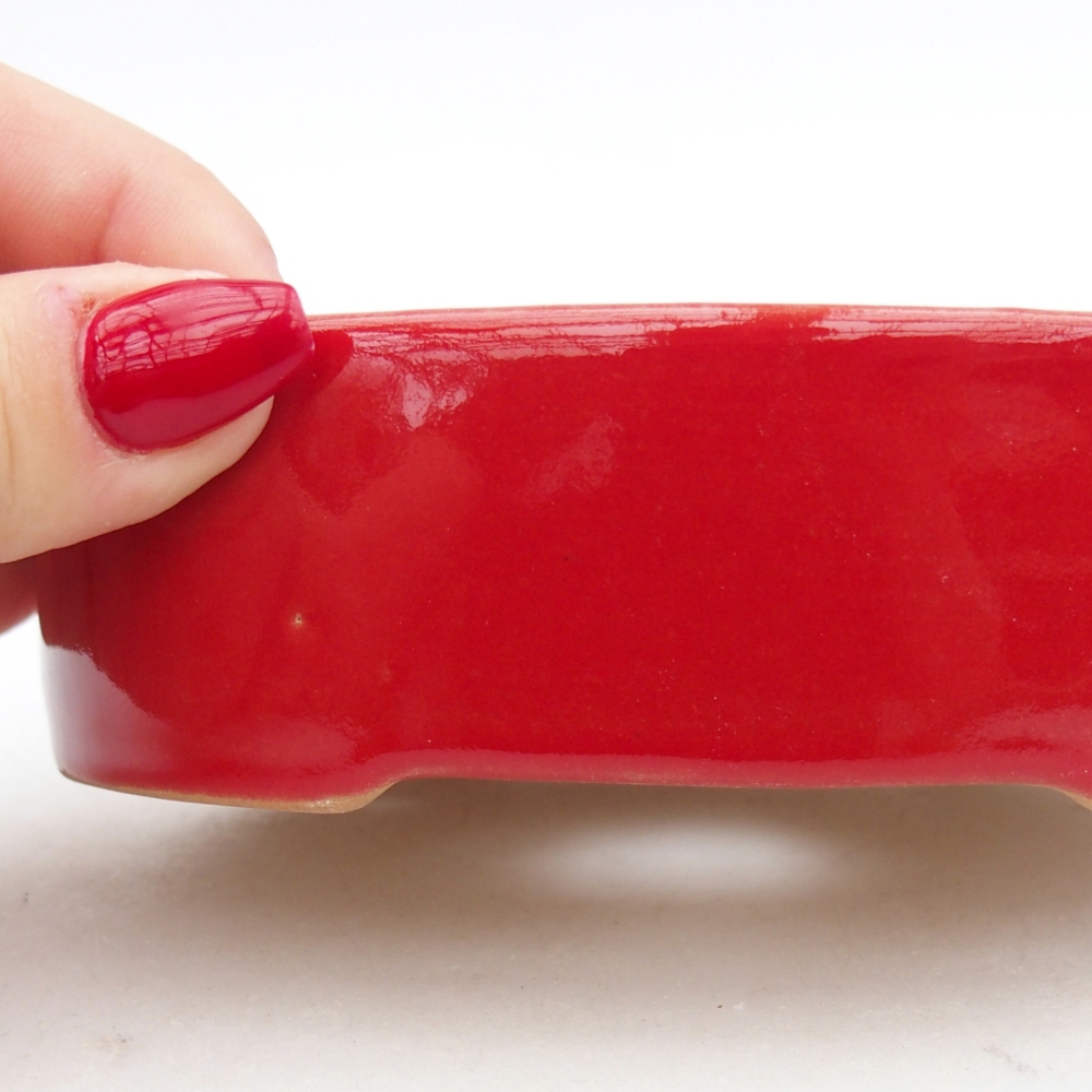 Keramická bonsajová miska 12,5 x 10 x 3,5 cm, farba červená