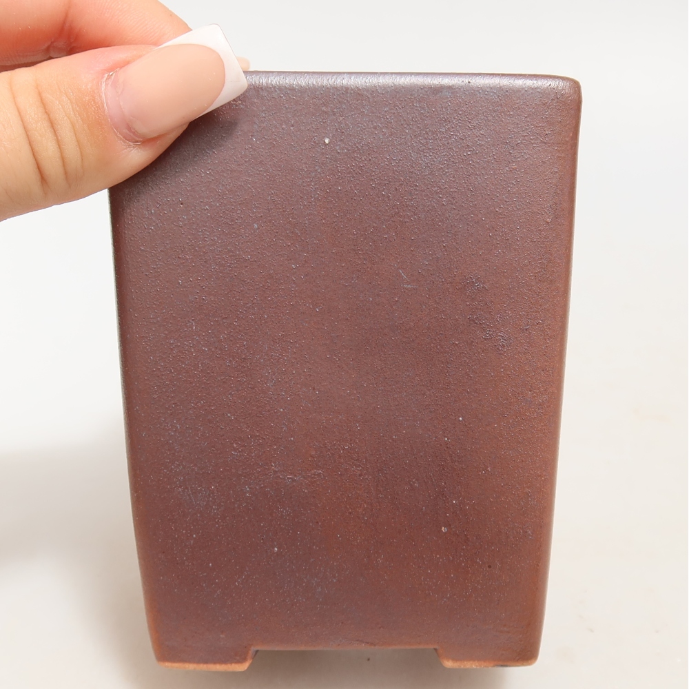 Keramická miska na bonsaje 8 x 8 x 10 cm, farba: kovová
