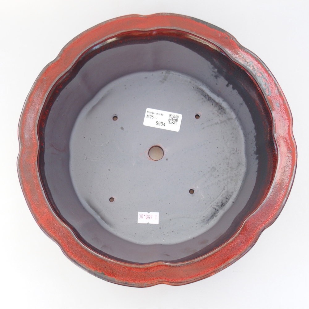 Keramická bonsajová miska 26 x 26 x 8 cm, farba červená