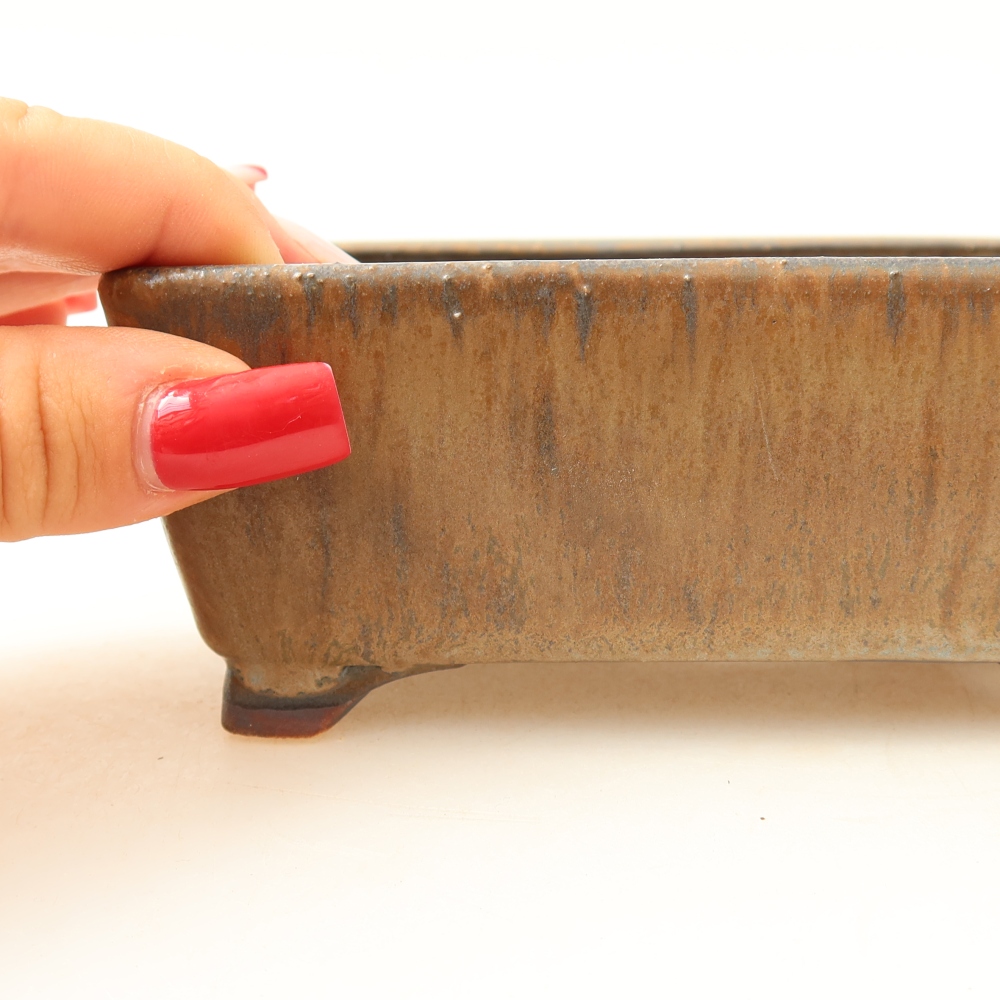 Keramická miska na bonsaje 13,5 x 11 x 5 cm, farba: hnedá
