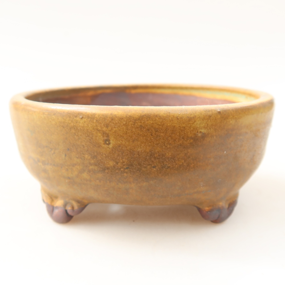 Keramická miska na bonsaje 10,5 x 10,5 x 4 cm, farba: hnedá