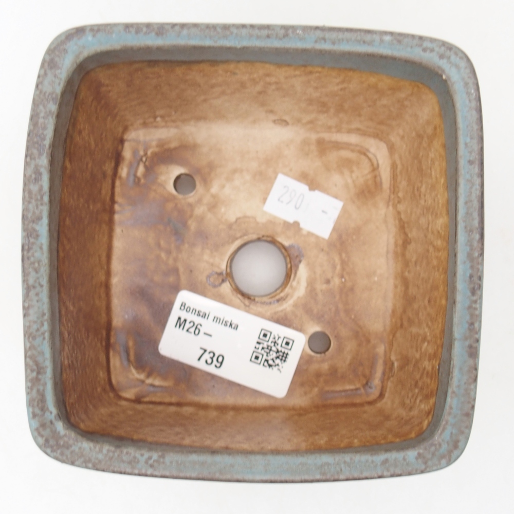 Keramická miska na bonsaje 11 x 11 x 7 cm, farba modrá