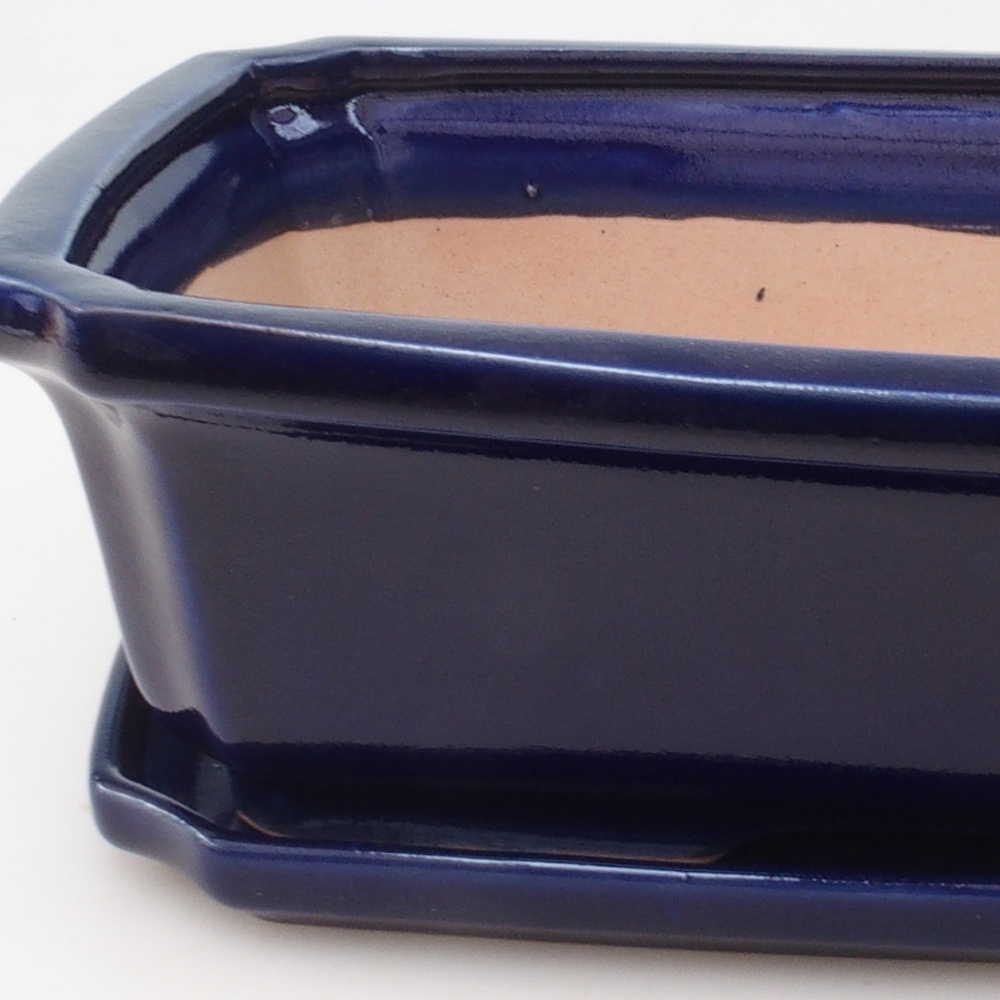 Bonsai miska + podmiska H07 - 30 x 20,5 x 8 cm. - modrá