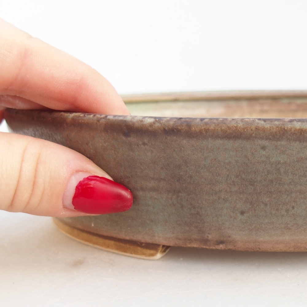 Keramická bonsajová miska 25 x 20 x 7,5 cm, zelená