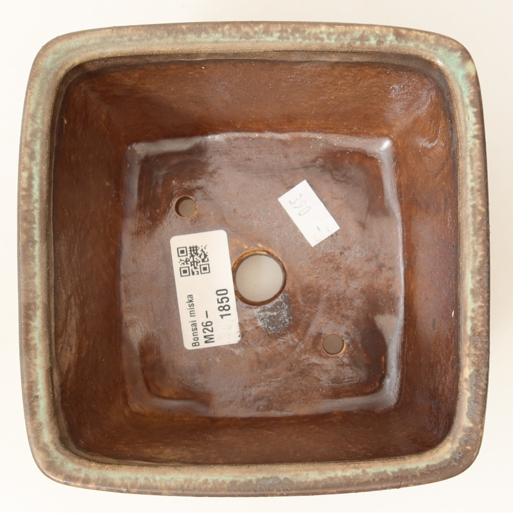 Keramická miska na bonsai 13 x 13 x 8 cm, farba zelená
