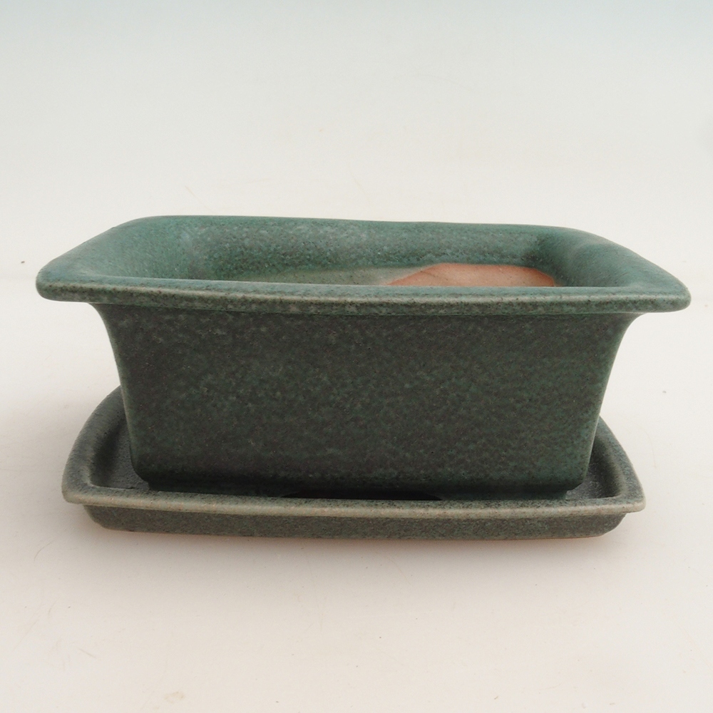 Bonsai miska + podmiska H11 – 11,5 x 10 x 4 cm. - zelená