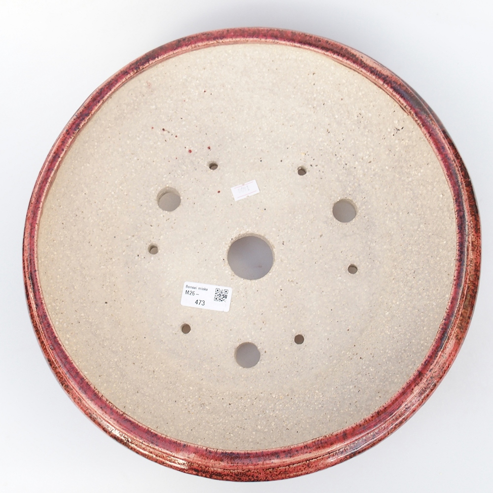 Keramická bonsajová miska 35 x 35 x 9,5 cm, farba červená