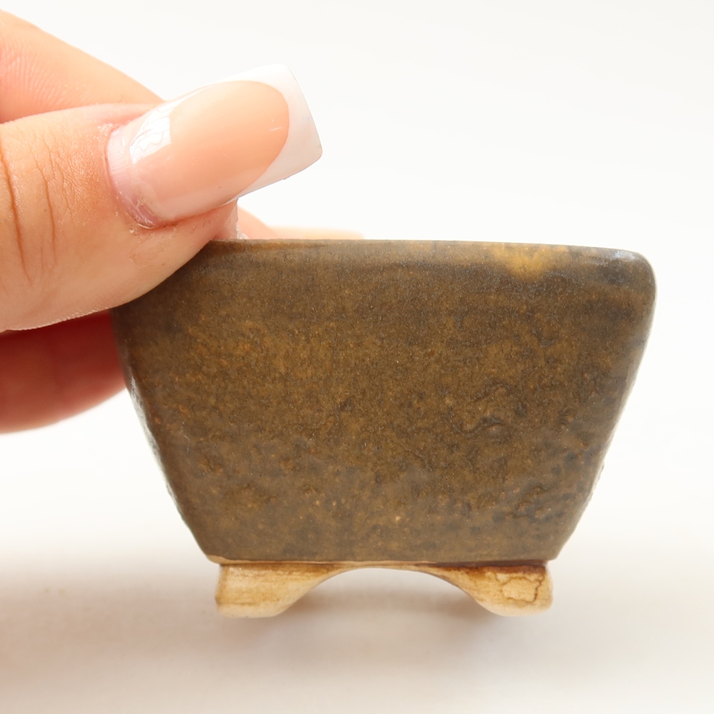 Keramická miska na bonsaje 6 x 6 x 4 cm, hnedá