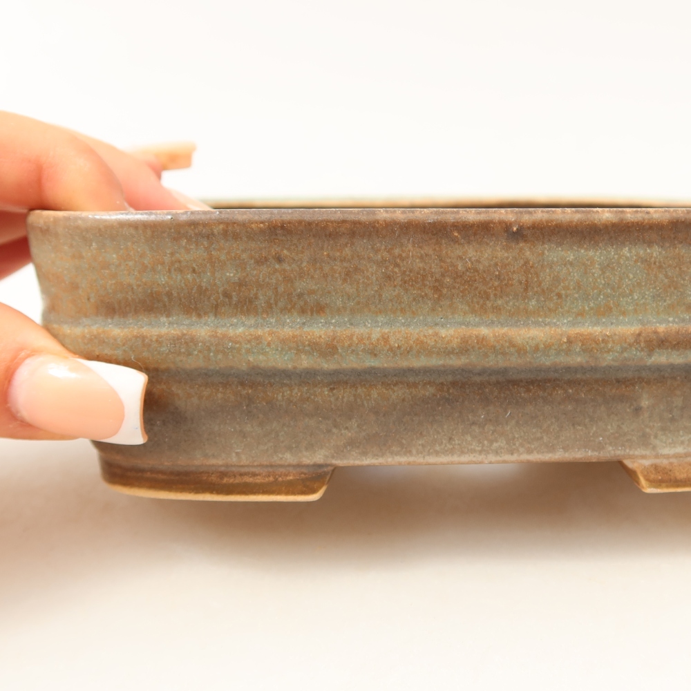 Keramická miska na bonsai 14,5 x 11,5 x 4,5 cm, farba zelená