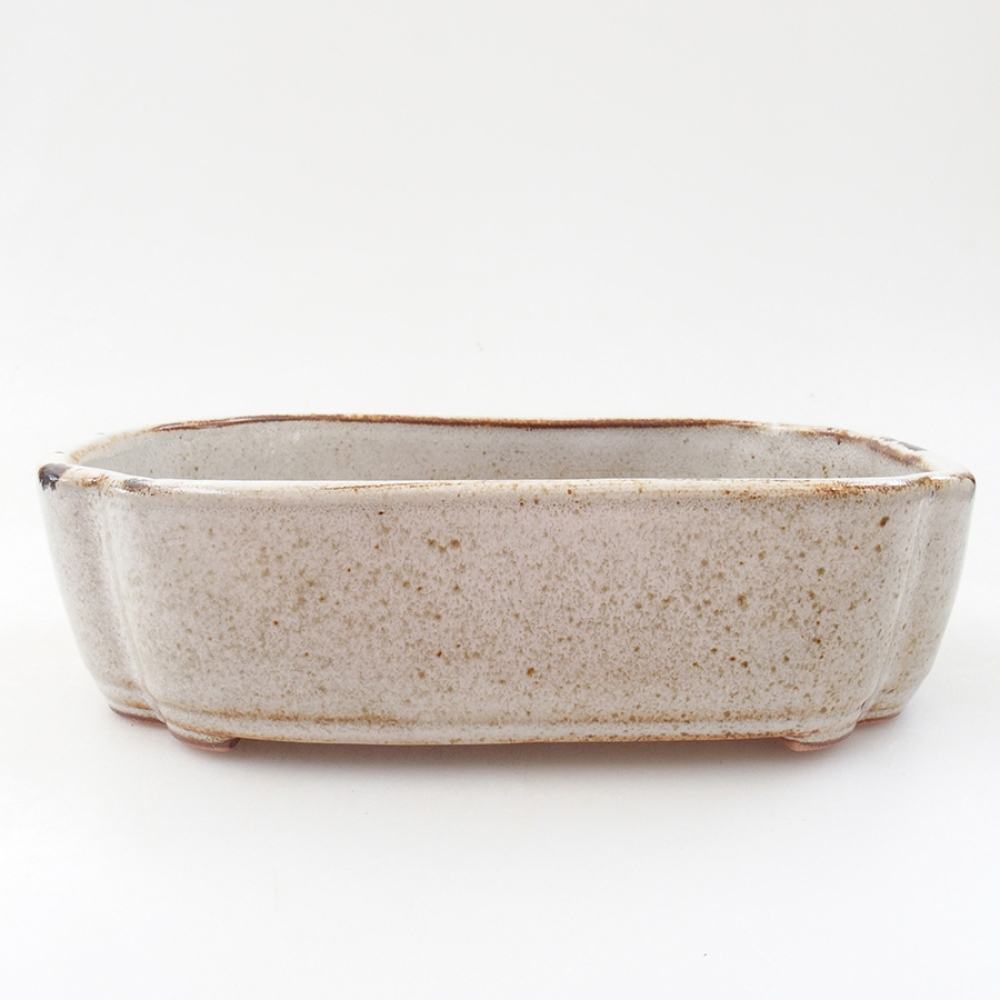Keramická bonsai miska 18 x 13 x 5 cm, farba biela