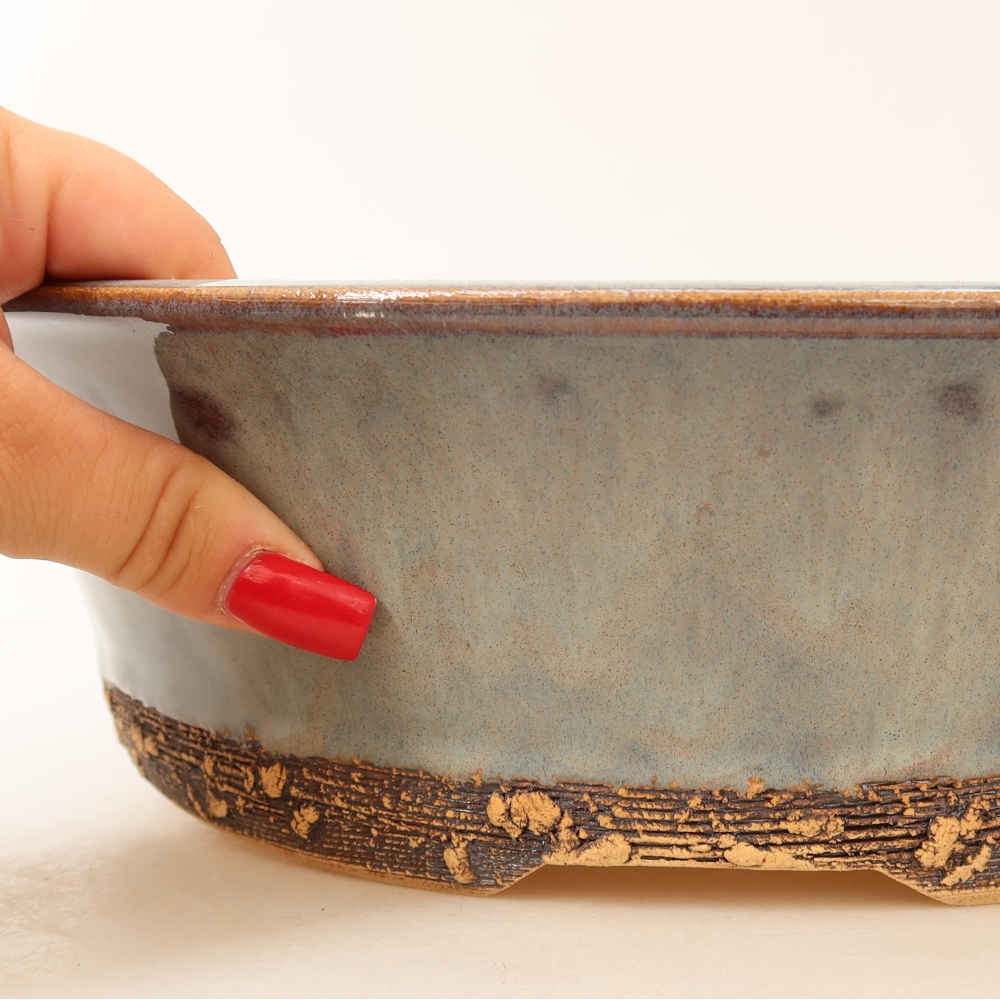 Keramická miska na bonsai 31,5 x 31,5 x 9 cm, farba sivá