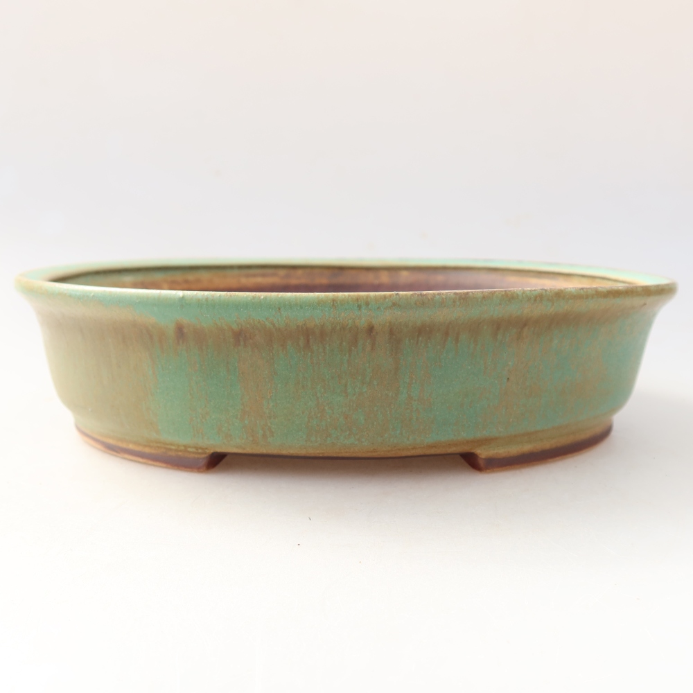Keramická miska na bonsaje 21 x 19 x 5 cm, farba zelená