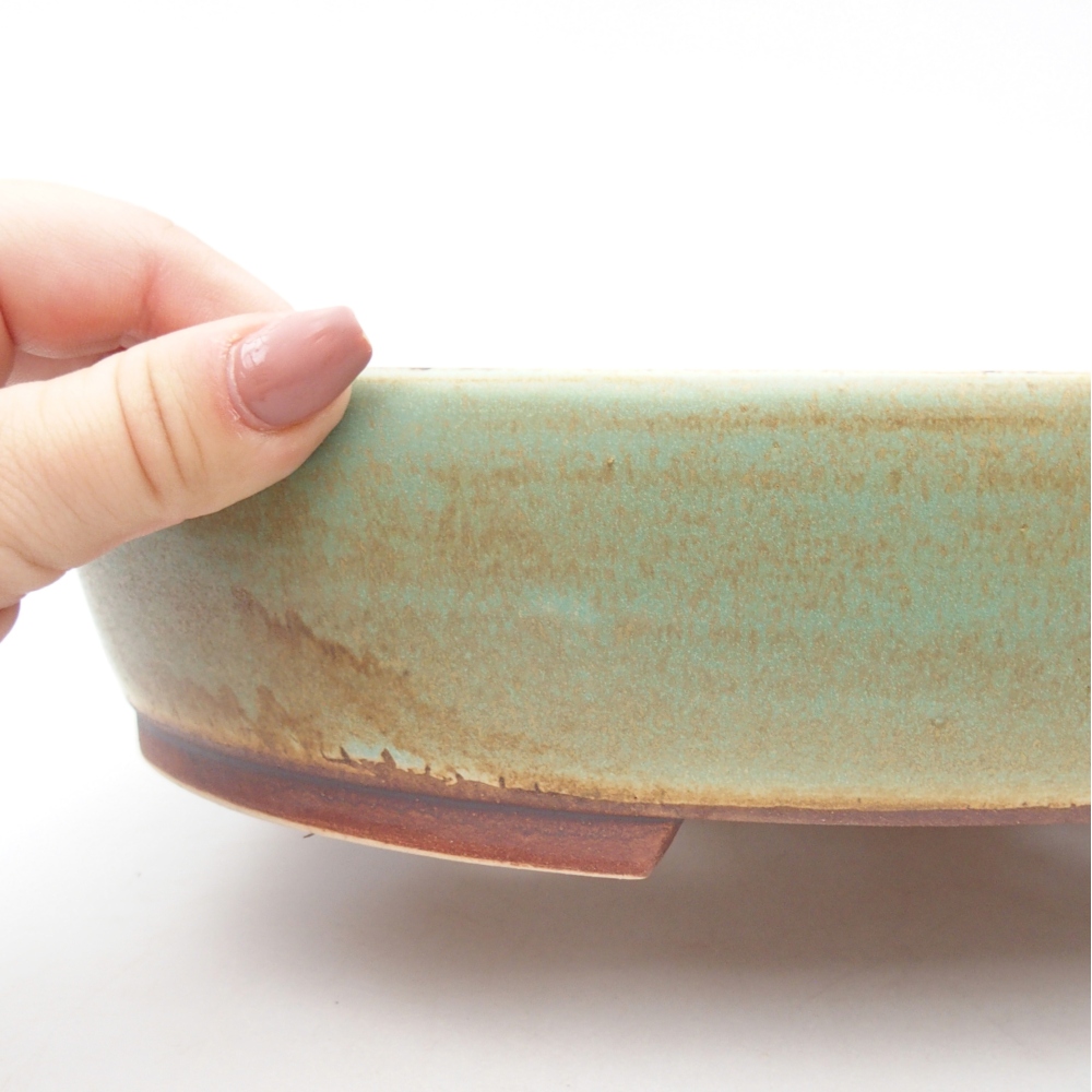 Keramická bonsajová miska 28 x 24,5 x 6 cm, zelená