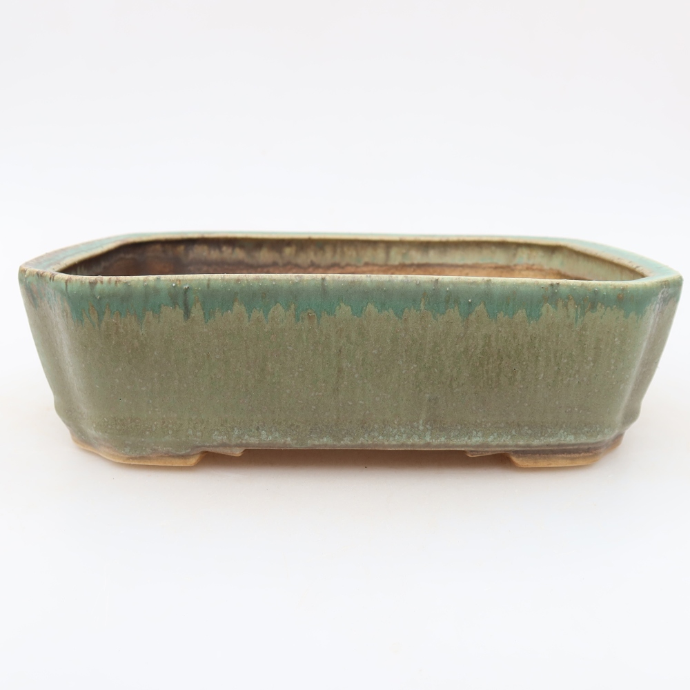 Keramická miska na bonsai 21,5 x 18 x 6 cm, farba zelená