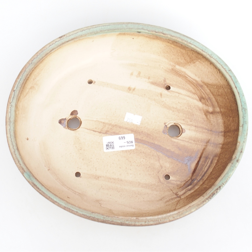 Keramická bonsajová miska 25 x 20 x 7,5 cm, zelená