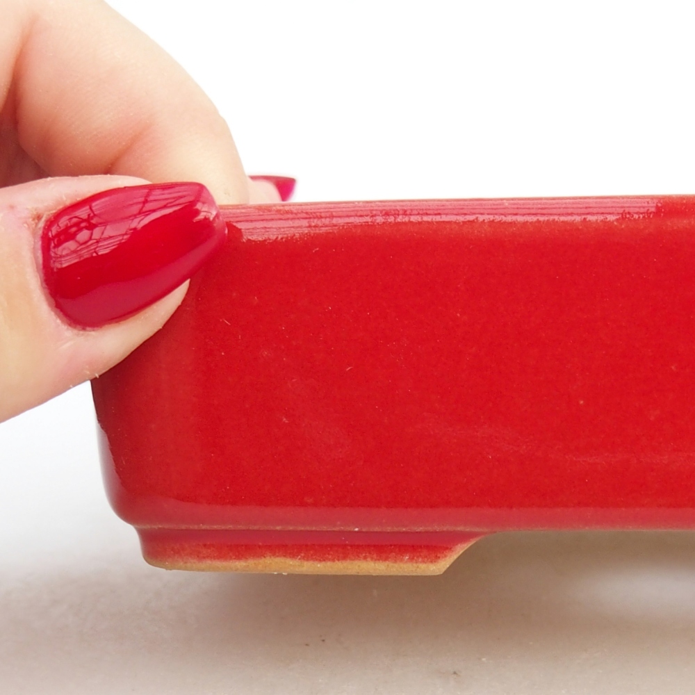 Keramická bonsajová miska 12,5 x 9,5 x 3,5 cm, farba červená