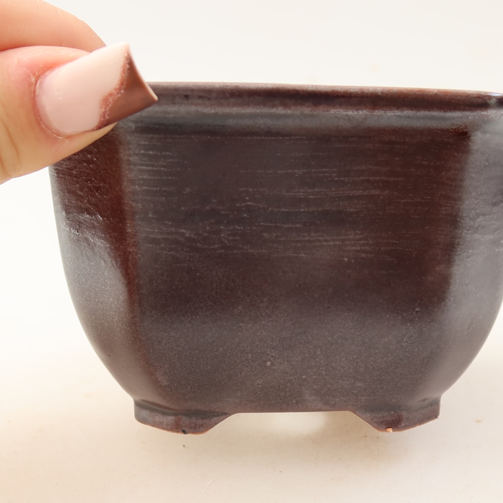 Keramická miska na bonsaje 10 x 10 x 6,5 cm, farba hnedá