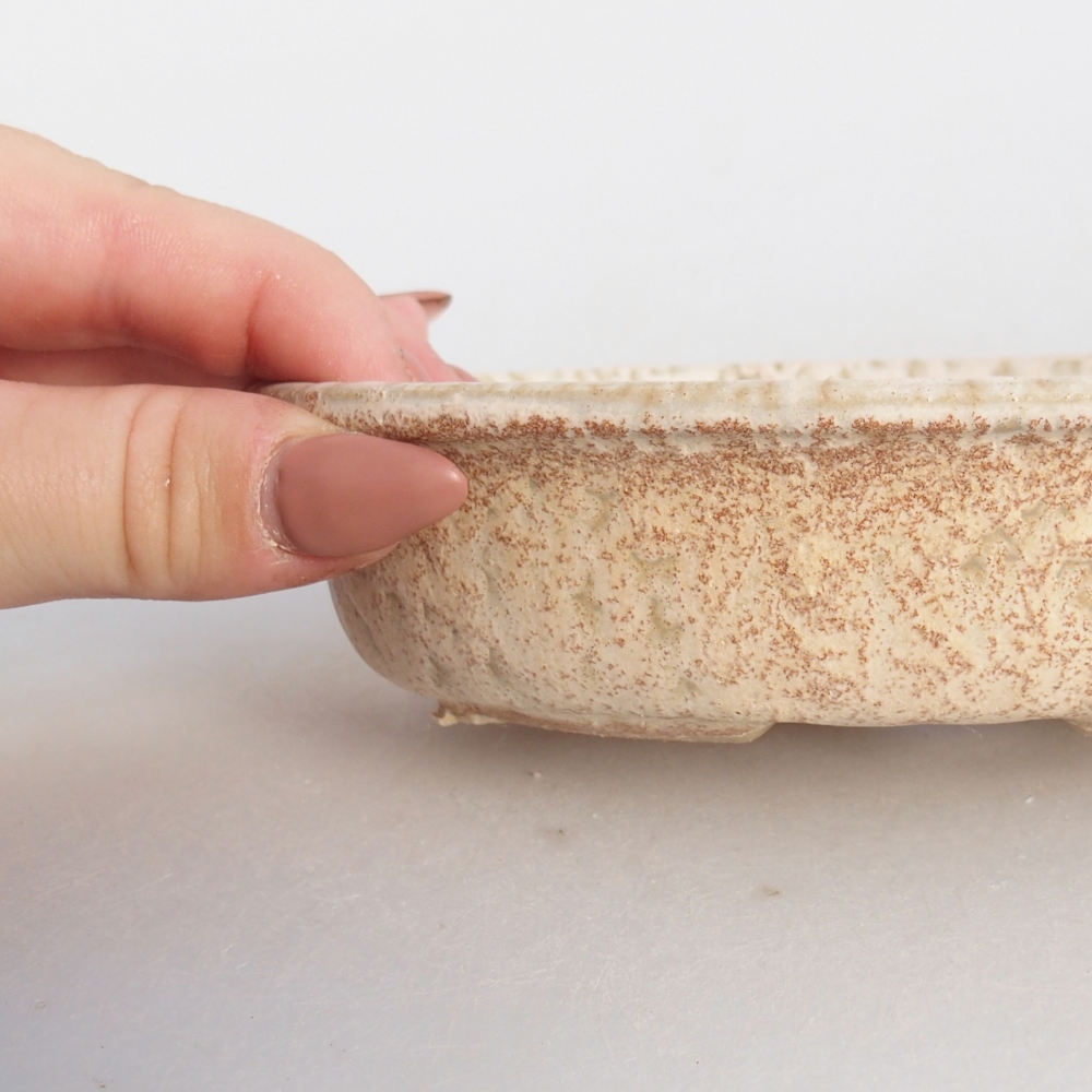 Keramická miska na bonsaje 15 x 10,5 x 3,5 cm, farba béžová