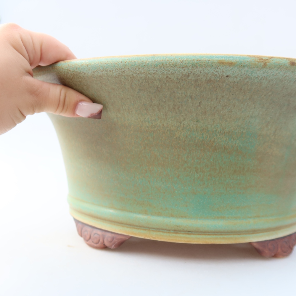 Keramická miska na bonsaje 31,5 x 31,5 x 14,5 cm, farba zelená
