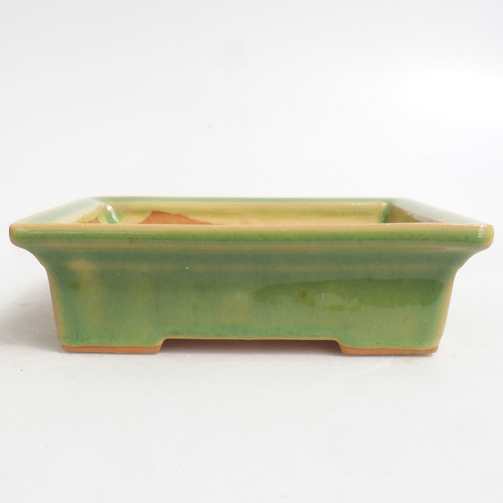 Keramická bonsai miska 13 x 10 x 4 cm, farba  zelená