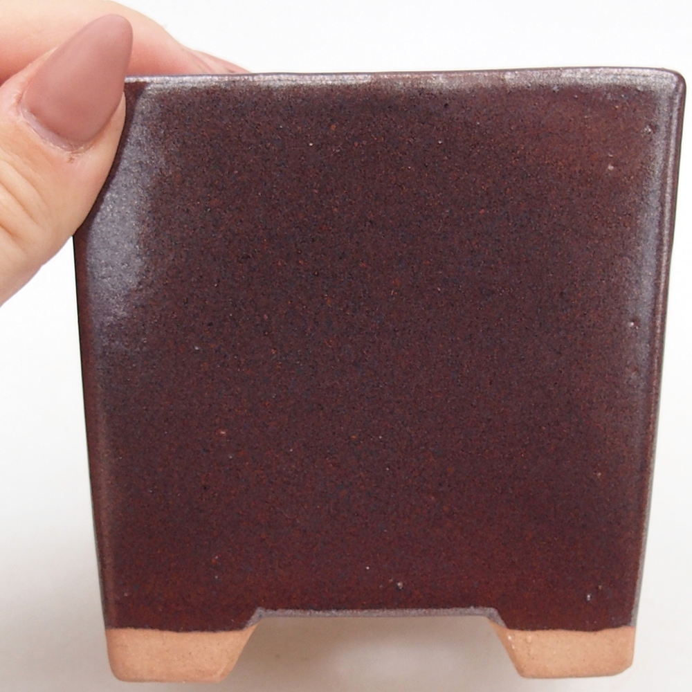 Keramická miska na bonsaje 9 x 9 x 8,5 cm, farba bordová
