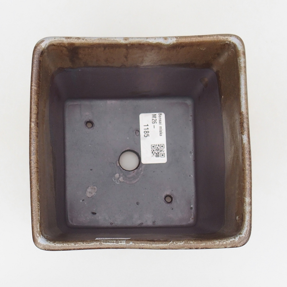 Keramická bonsajová miska 13 x 13 x 13 cm, farba hnedozelená