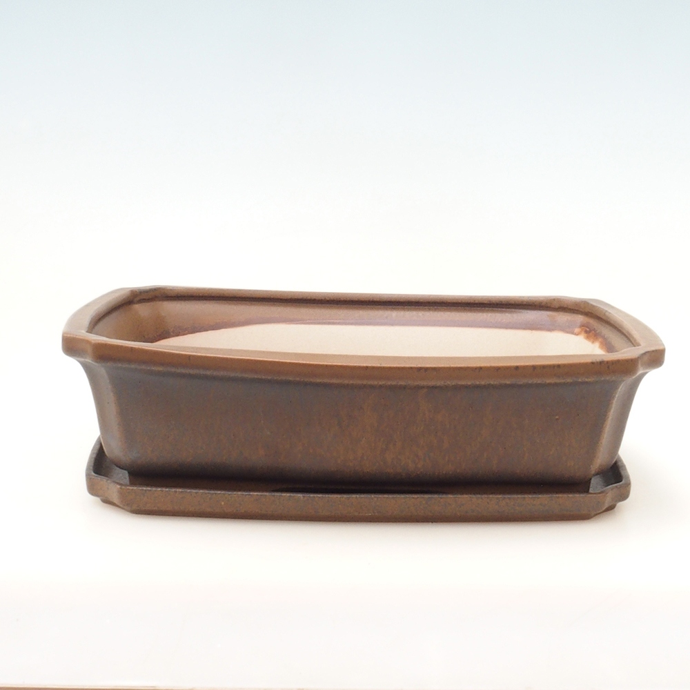 Bonsai miska + podmiska H07 – 30 x 20,5 x 8 cm. - hnedá