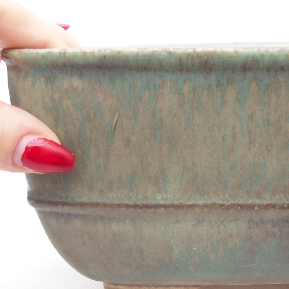 Keramická bonsajová miska 16 x 16 x 9,5 cm, zelená