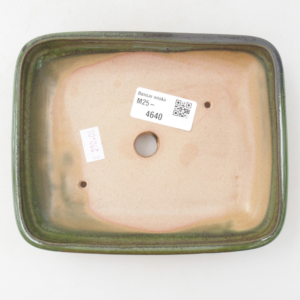 Keramická bonsai miska 17 x 13,5 x 3,5 cm, farba zelená