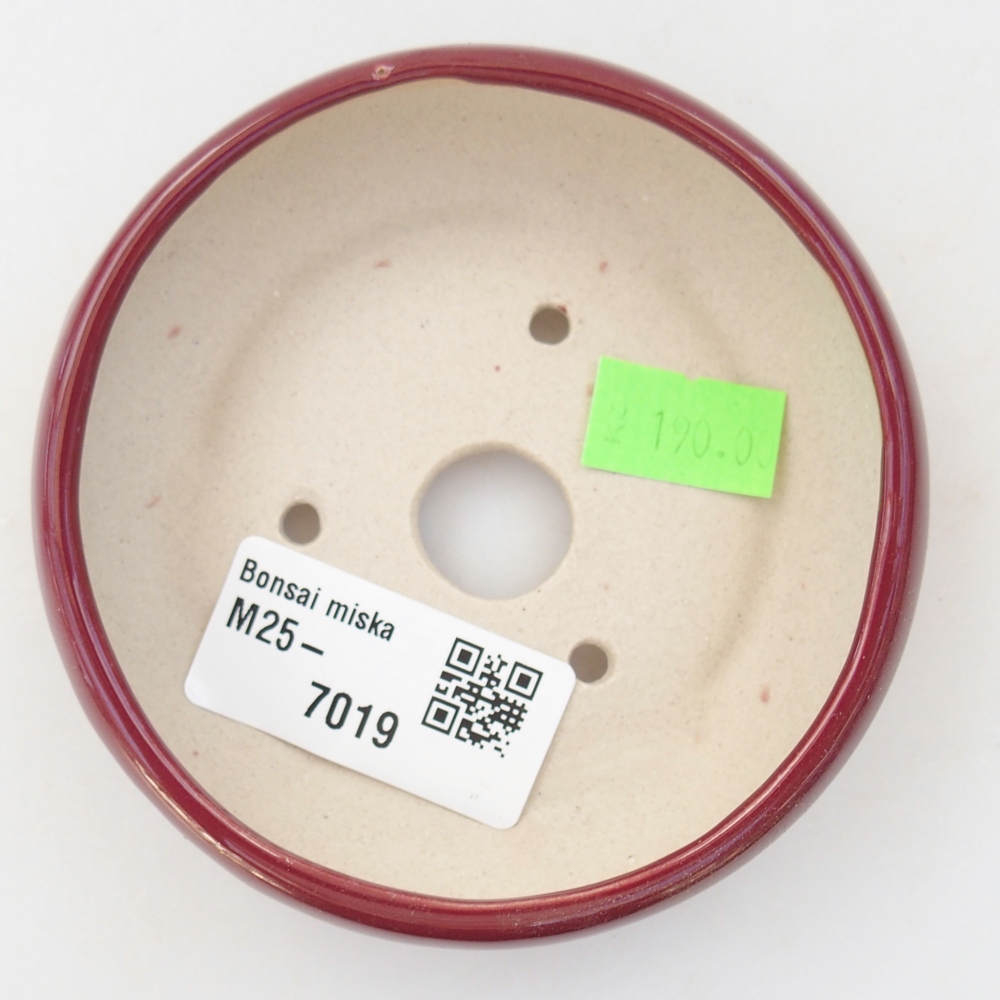 Keramická miska na bonsaje 9 x 9 x 2,5 cm, farba bordová