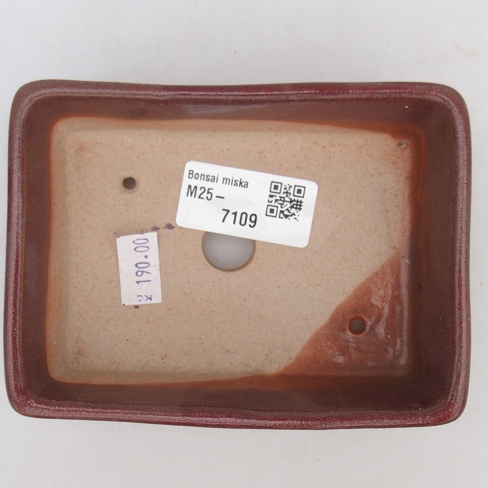 Keramická miska na bonsaje 11,5 x 9,5 x 6 cm, farba bordová