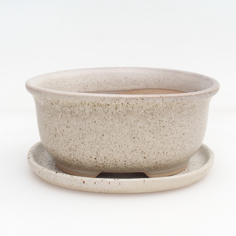 Miska na bonsaj + tanier H30 - 12 x 10,5 x 5,5 cm. - béžová