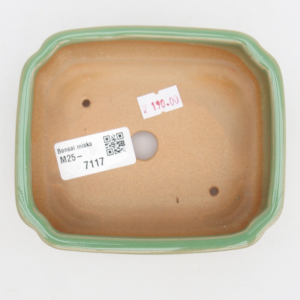 Keramická miska na bonsaje 12 x 10 x 4 cm, zelená