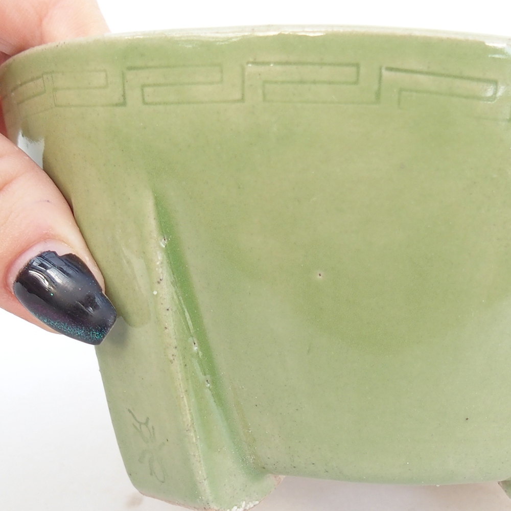 Keramická miska na bonsaje 13,5 x 13,5 x 6,5 cm, zelená