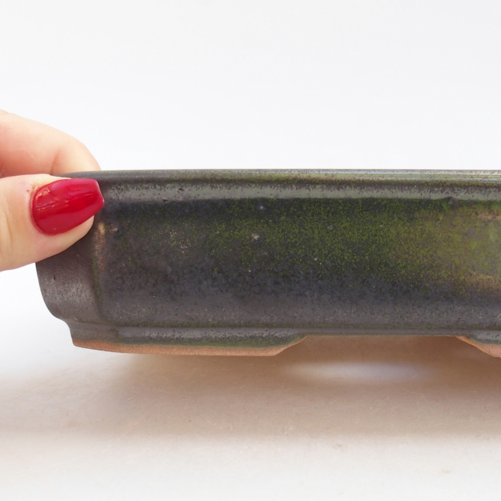 Keramická miska na bonsaje 19 x 13 x 4 cm, zelená