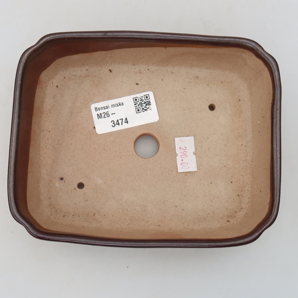 Keramická miska na bonsai 15 x 12,5 x 4,5 cm, farba hnedá