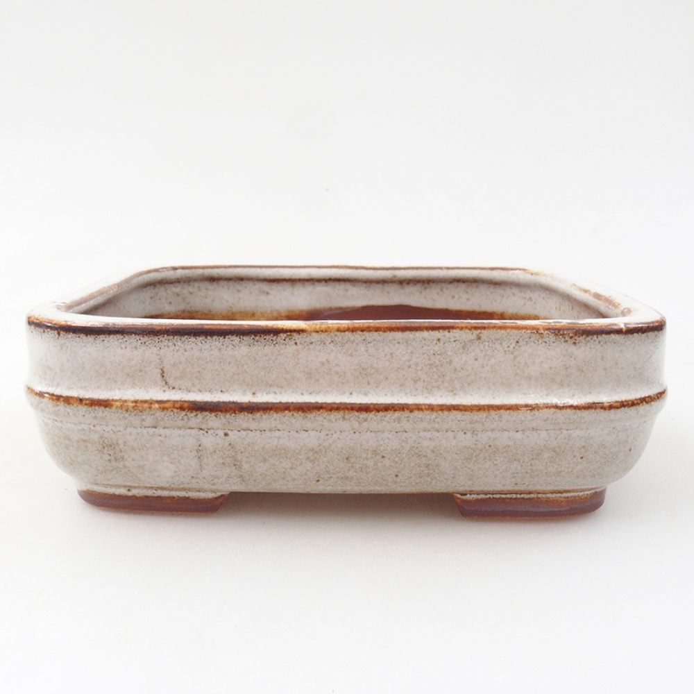 Keramická bonsai miska 14 x 12,5 x 4,5 cm, farba biela