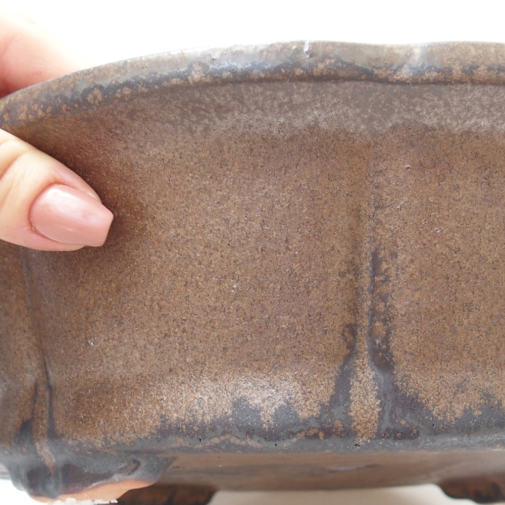 Keramická miska na bonsaje 26,5 x 26,5 x 8 cm, hnedá